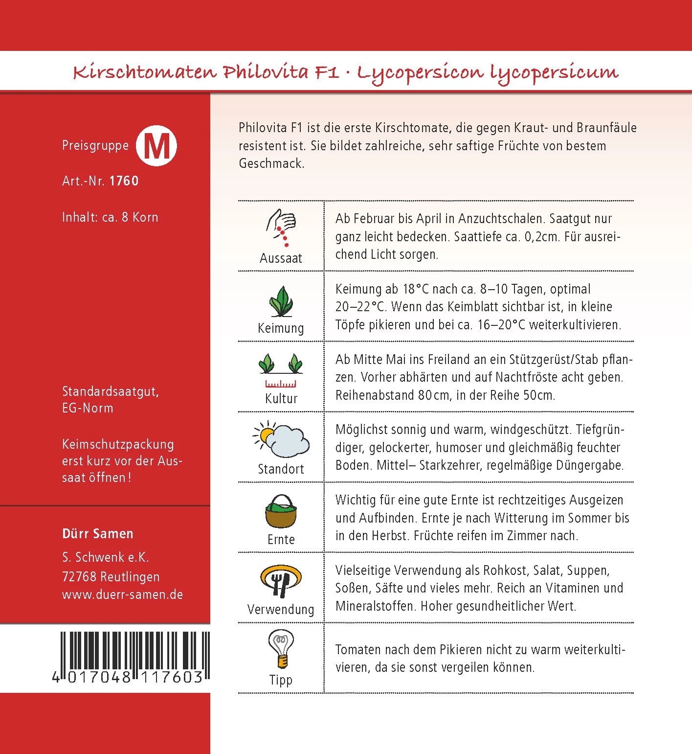 Kirschtomate Philovita F1 | Kirschtomatensamen Von Dürr Samen 2 Kirschtomate Philovita F1 | Kirschtomatensamen Von Dürr Samen – Bild 2