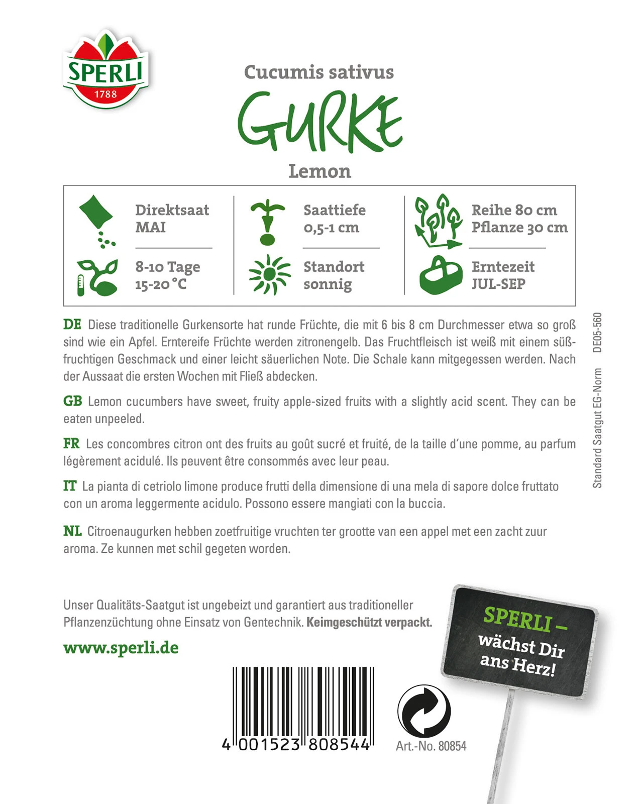 Gurke Lemon (Zitronengurke) | Gurkensamen Von Sperli 1 Gurke Lemon (Zitronengurke) | Gurkensamen Von Sperli