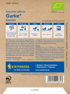 BIO Einlegegurke Diamant F1 | Einlegegurkensamen Von Kiepenkerl [MHD 01/2024]