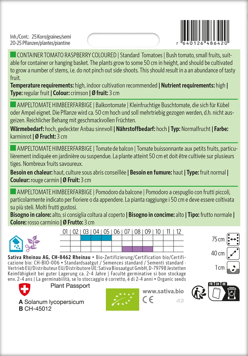 Balkontomate Ampeltomate Himbeerfarbige | BIO Buschtomatensamen Von Sativa Rheinau 1 Balkontomate Ampeltomate Himbeerfarbige | BIO Buschtomatensamen Von Sativa Rheinau