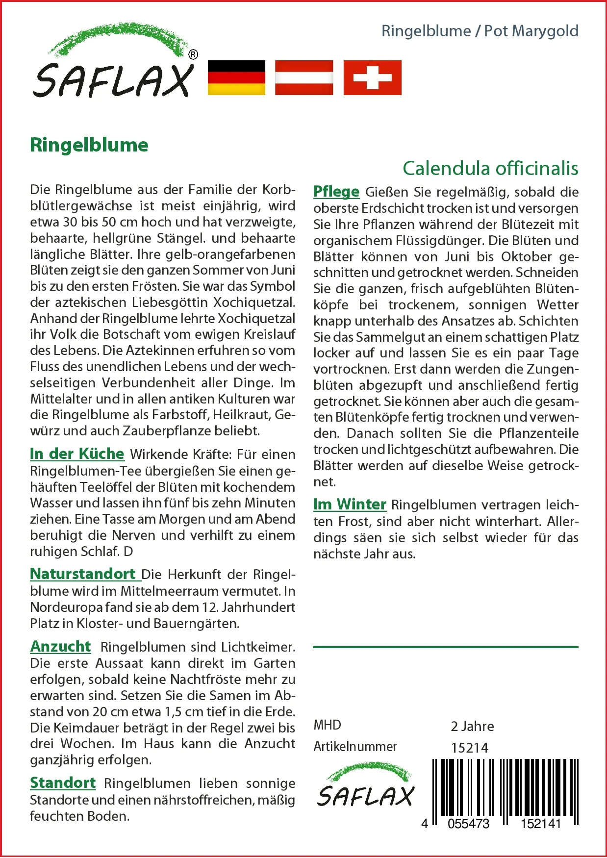 Ringelblume | Ringelblumensamen Von Saflax 2 Ringelblume | Ringelblumensamen Von Saflax – Bild 2