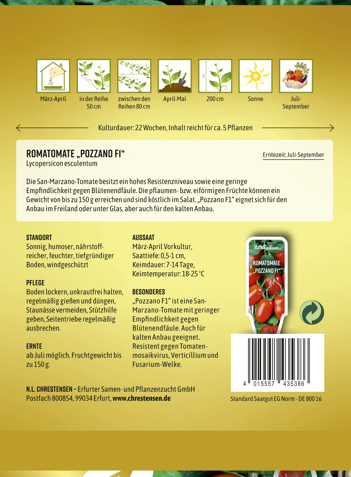 Romatomate Pozzano F1 | Romatomatensamen Von N.L. Chrestensen 2 Romatomate Pozzano F1 | Romatomatensamen Von N.L. Chrestensen – Bild 2