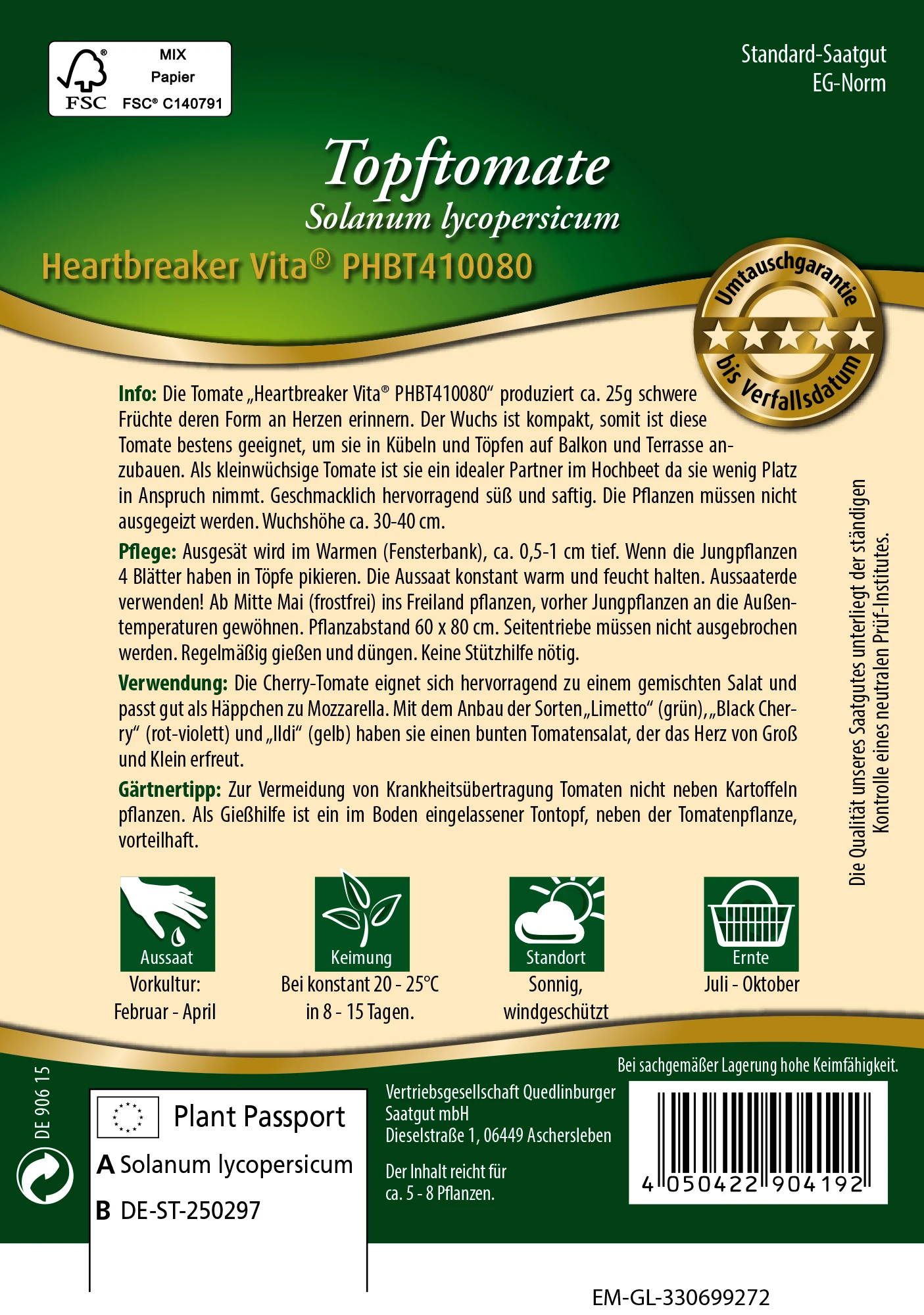 Tomate Heartbreaker Vita | Kirschtomatensamen Von Quedlinburger 2 Tomate Heartbreaker Vita | Kirschtomatensamen Von Quedlinburger – Bild 2