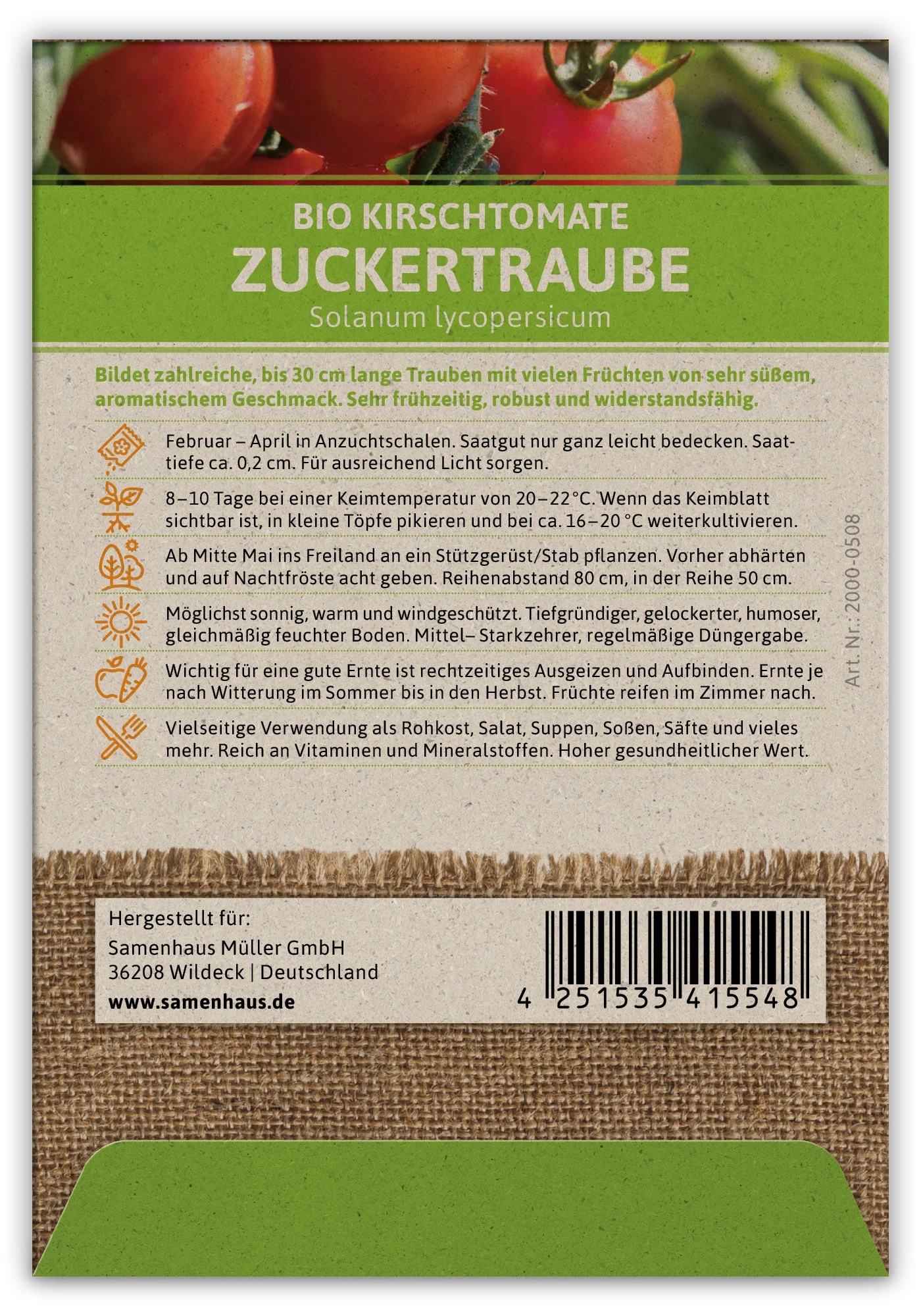 Kirschtomate Zuckertraube (100 Stück) | BIO Tomatensamen Von FLORTUS 2 Kirschtomate Zuckertraube (100 Stück) | BIO Tomatensamen Von FLORTUS – Bild 2