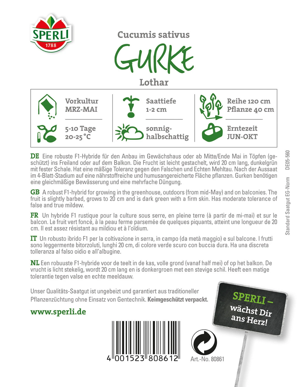 Gurke Lothar F1-Hybride | Gurkensamen Von Sperli 1 Gurke Lothar F1-Hybride | Gurkensamen Von Sperli