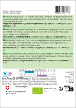 Ausgewählte Produkte 3 Datteltomate Green Tiger | BIO Stabtomatensamen Von Sativa Rheinau